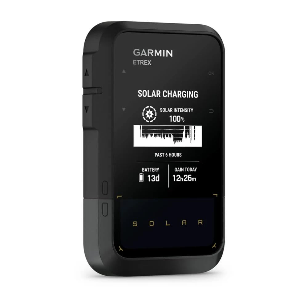 Garmin eTrex® Solar, GPS Handheld Navigator, Unlimited Battery Life, Water Resistant