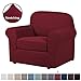 H.VERSAILTEX 2-Pieces Armchair Cover Super Rich Chair Slipcover/Furniture Cover Arm Chair Covers for Chairs, Knitted Jacquard Spandex Chair Cover Stay in Place, Skid Resistance (Chair, Burgundy)