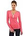 PattyBoutik Women's Notch Neck Buttons Trim Top (Bright Heather Coral M)