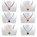 FROG SAC Mood Necklace for Girls 6 Pieces Pack - Color Changing Mood Pendant Necklaces with Heart and Peace Designs on Tie Dye Stretch Cord - Great Gifts and Party Favors for Teens and Young Women