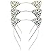 DRESHOW 3 Pack Crystal Cat Ears Headbands Rhinestone Kitty Ear Hair Band Cosplay Accessories for Women Girls