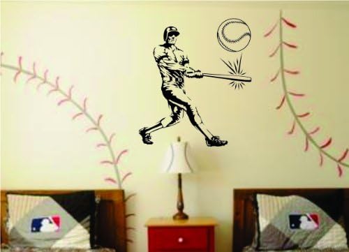 Decal Jewelry Baseball Player Version 2 Decal Sticker Wall sports kid children ball nursery boy teen homerun