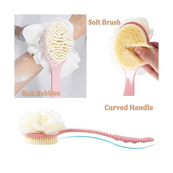 Sunwuun-1-PACK-Back-Scrubber-Body-Brush-Loofah-Dry-Brushing-Body-Brush-with-handle-for-shower-with-Loofah-2-in-1-Multifunction-Bath-Brush-Mesh-Sponge-with-Curved-Handle-for-Men-and-Women Sunwuun 1 Pack Back Scrubber Body Brush Loofah Dry Brushing Body Brush with Handle for Shower with Loofah, 2-in-1…