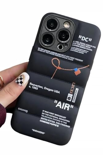 IAIYOXI Puffer Case with Sports Shoes Brand Design for iPhone 14, Black Puffy Cover with Soft Touch, Shockproof Protection