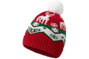 Kids Christmas Knitted Hat Toddler Boys Girls Xmas Red Hat Baby Crochet Beanie Winter Cap Children Santa Warm Hat