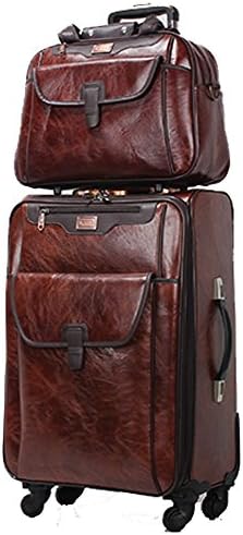 Wangzifang PU Leather Retro Business Spinner Travel Luggage Set - 24''