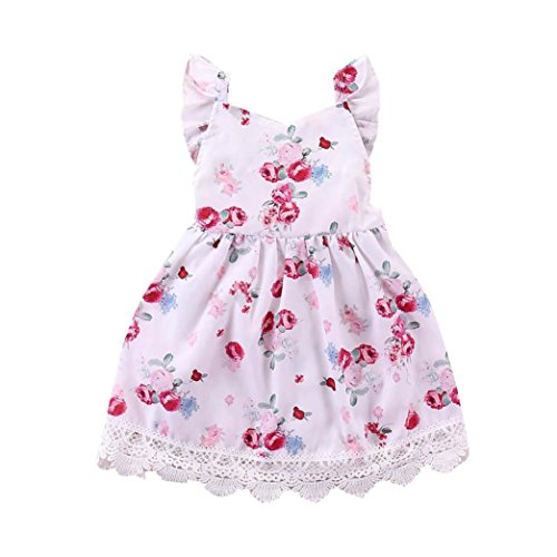 Girls Dress Clothes, Cute Baby Girls Kids Infant Toddler Baby Kids Girls Dress Floral Lace Backless Sundress Outfits