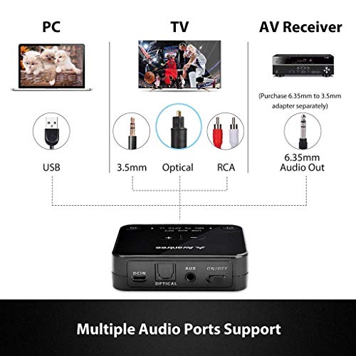 Avantree HT41866, Bundle: Wireless Neckband Earbuds Headphones for TV Sharing (2 Pack Earphones) and a Bluetooth Transmitter for Optical Digital Audio, RCA, 3.5mm AUX Port TVs, PC, No Audio Delay