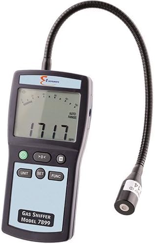 Natural Gas Leak Detector with DIGITAL READOUT. Measures in PPM, % LEL, or % vol. 7899 E-Instruments Gas Sniffer QUANTIFIES combustible gas leaks with large, easy-view LCD &amp; 11-inch flex sensor.
