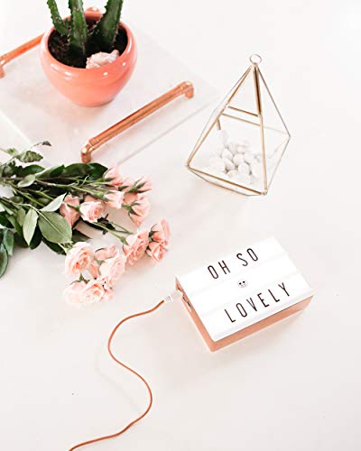 My Cinema Lightbox Micro Rose Gold LED Marquee with 100 Letters, Numbers, Symbols and Emojis to Make Your own Sign, A6 Mini Size 4x6”, Metallic Finish