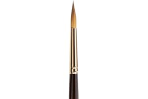 KINGART Premium Finesse 8020-8 Ultra Round Series Artist Brush, Synthetic Kolinsky Sable Hair, Short Handle, Watercolor and Oil Paints, Size 8