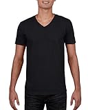Gildan Mens Soft Style V-Neck Short Sleeve T-Shirt (L) (Black)