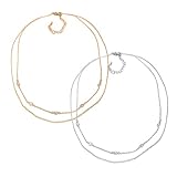 Spinningdaisy Crystal Accent Double Chain Satellite Choker Necklace