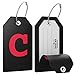 Shacke Large Luggage Tag Initial with Full Privacy Cover and Stainless Steel Loop - Black (Letter C)
