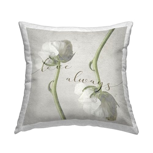 Stupell Industries Love Always Phrase Asymmetrical White Rose Blossoms Outdoor…