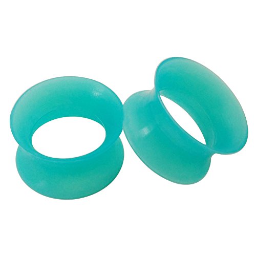 Piercing Area 1Pair Ultra Thin Silicone Flexible Ear Tunnels Plugs Expander EarSkin Piercing Body Jewelry Turquoise 0g(8mm)