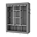 UDEAR Portable Wardrobe Closet Clothes Organizer No-Woven Fabric Cover with 6 Storage Shelves, 2 Hanging Sections and 4 Side Pockets，Grey
