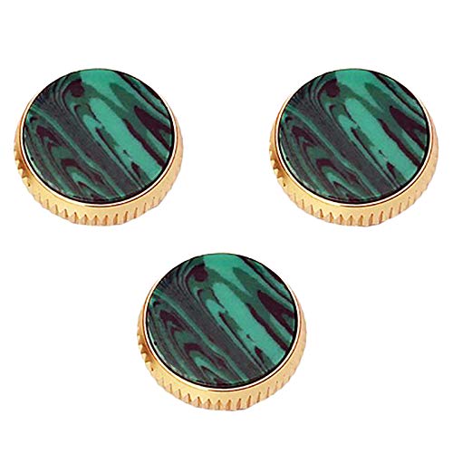 SODIAL 3 Pieces of Gold Plated Malachite Insert Finger Buttons for Trumpet Repairing Brass Instruments Accessories