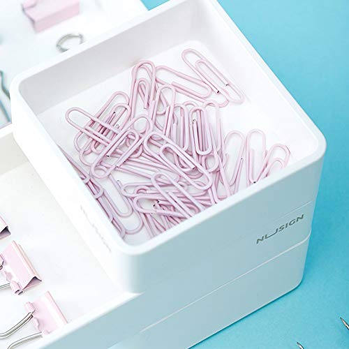 72 Pcs Office Supplies Kits,Including 22 Binder Clips/30 Paperclips/20 Push Pins Thumb Tacks,School Desk Accessories Organizer with Box for Office,School and Home Supplies Pink