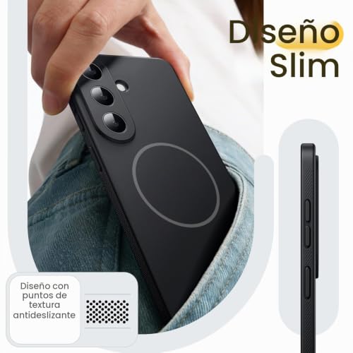 JETech Slim Magnetic Case for Galaxy S26 Plus, Non-Slip, Black | Compatible with MagSafe, Full Camera Lens Protection, Soft TPU Case, Anti-Shock