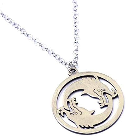 Onlyfo Overwatch Hanzo Double Dragons in Circle Pendant Necklace with Jewelry Box,Overwatch Necklace for Boys,Girls