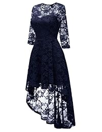 BeryLove vestido de dama de honor de encaje floral de alta calidad con mangas y media manga para cóctel