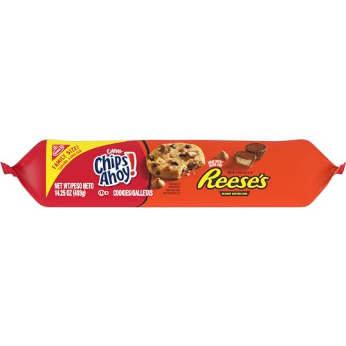 CHIPS AHOY! CHEWY CHOCOLATE CHIP COOKIES WITH REESE’S PEANUT BUTTER CUPS, FAMILY SIZE, 14.25 OZ