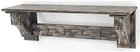 Teton Home WD-059 4-Hook Wood Shelf