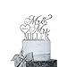 P Lab Personalized Cake Topper Mr. Mrs. Last Name Custom Date 2 Wedding Cake Topper Acrylic Decoration for Special Event Silver Mirror