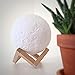 Beta Becca Rechargeable Dimmable Moon Lamp - 3D LED lunar nightlight with wooden stand - 2 shades w/dimmable touch control and USB charger - Kid’s gift, room decor night light