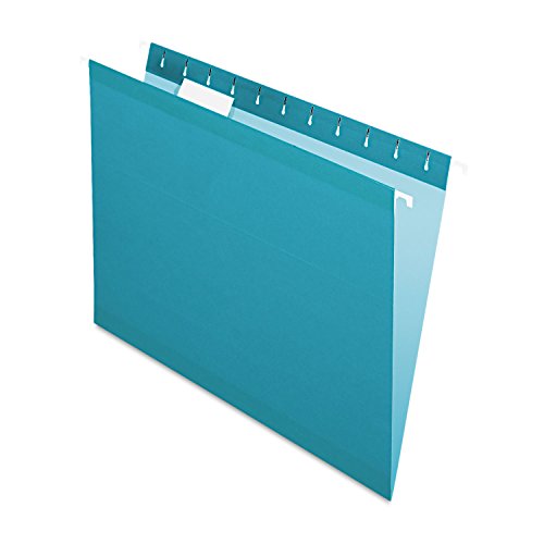 Pendaflex Reinforced Hanging File Folders, Letter Size, Teal, 1/5 Cut, 25/BX (4…