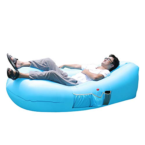 Portable Inflatable Lounger Chair Air Sofa Bed Sleeping Bag Camping Tent Cot Indoor Outdoor Beach Park Backyard Pool