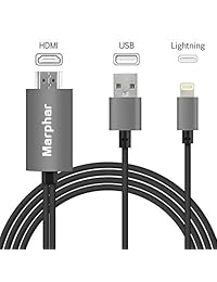 Marphar Compatible with iPhone iPad to HDMI Adapter Cable, Adaptor Connector for iPhone Xs Max XR X 8 7 6 Plus iPad Pro Air Mini iPod