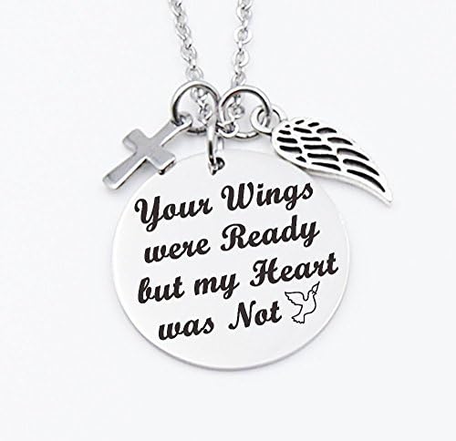 Memorial Jewelry, Stainless Steel Pendant, Necklace,Your Wings Were Ready But My Heart Was Not, Child loss, Lose of Loved One