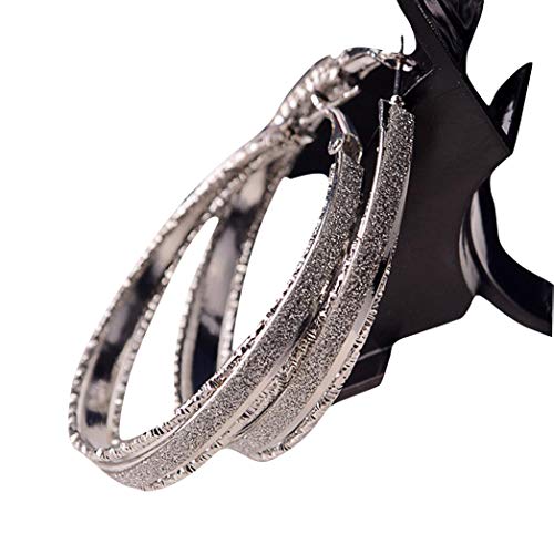 Gbell Women Dull Polish Drop Hoop Earrings Party Jewelry - Large Round Dangle Drop Earrings for Ladies Girls,5.5cmx 5cm (Silver)