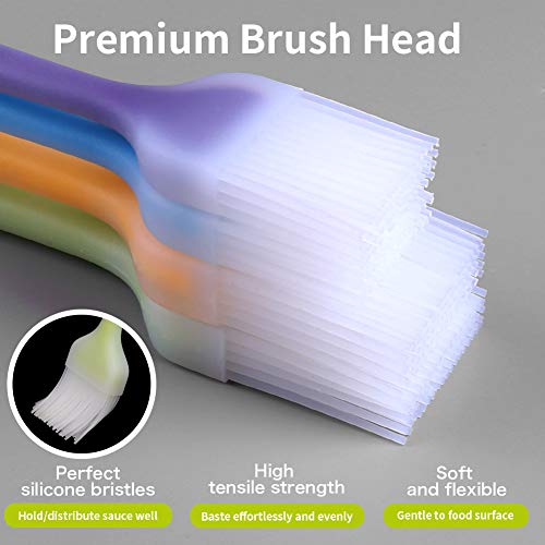 Basting Brush Silicone Pastry Brush Set of 4 Cooking Brushes Baste Oil Butter Sauce Marinades for BBQ Grill Barbeque Kitchen Baking Pastries Cakes Desserts Meat, Heat Resistant, Dishwasher Safe - Thumbnail 3