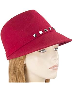 Red Winter Felt Ladies Modern Hat. Latest Fashion.