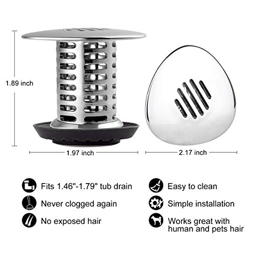 Sunny Town Drain Hair Catcher - Fast Water Bathtub Drain Strainer, Shower Drain Hair Trap, Anti-Rust & No Mold Tub Drain Stopper, Match Drain Sizes from 1.46'' to 1.79''