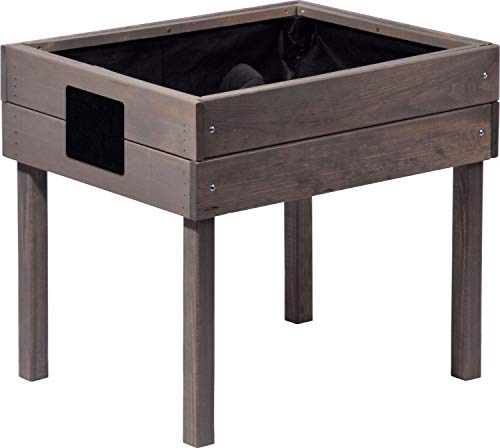 dobar Chalkboard, Small Herb Bed for The Patio and Balcony, 50 x 40 x 45 cm, Pine, Grey Mini Raised Bed