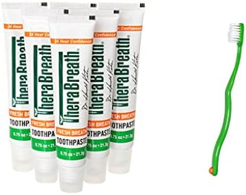Travel Size Toothpaste 6 Pack Plus Bonus Super Soft Toothbrush - Nice for Travel, Holiday Travel and As a Gift Set
