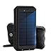 Solar Charger, 10000mAh Solar Panels Power Bank, Stoon External Battery Packs Charger Rainproof Dual USB Phone Charger w/ Hook Compass LED Flashlight Portable for Emergency Camping Cell Phone (Black)