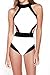 Zeagoo Women's Patchwork One-piece Swimwear Sexy High Waist Swimsuit Bandage Monokini