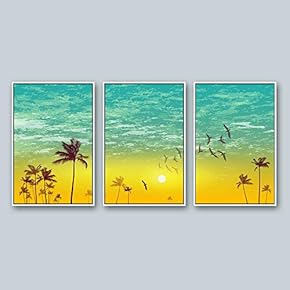3 Piece Framed Canvas Wall Art for Living Room, Bedroom Vibrant Skyscape Canvas Prints for Home Decoration Ready to Hang - 16"x24"x3 Panels