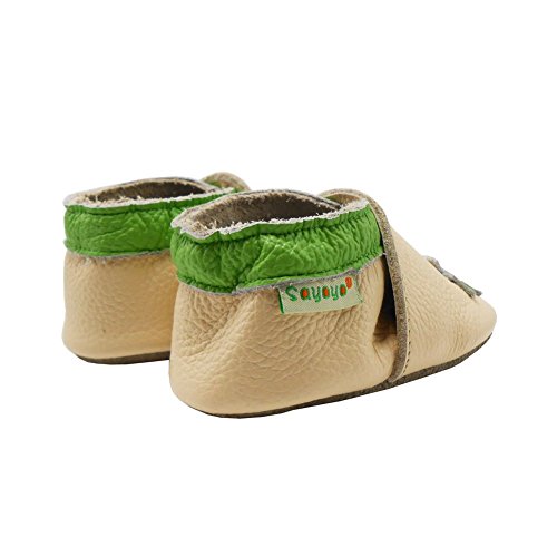 Sayoyo Baby Dinosaurs Soft Sole Beige Leather Infant And Toddler Shoes 12-18Months