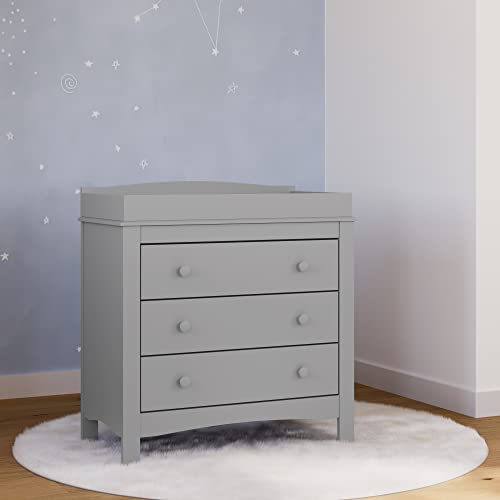 Graco Noah 3 Drawer Chest with Changing Topper (Pebble Gray) GREENGUARD Gold Certified, Baby