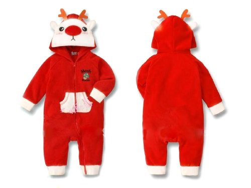 SOPO Cute Baby Boys Hood Romper Red Deer Christmas Costume Jumpsuit 6-18m