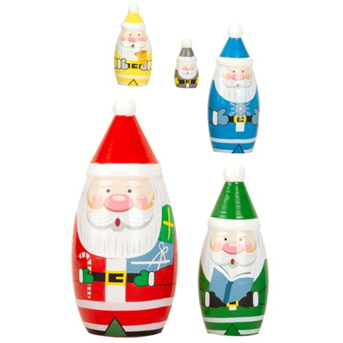 LUOZZY Christmas Matryoshka Doll Adorable Nesting Doll 5-Layer Hand Painted Doll Desktop Layout Props Creative Gifts Xmas Party Favors
