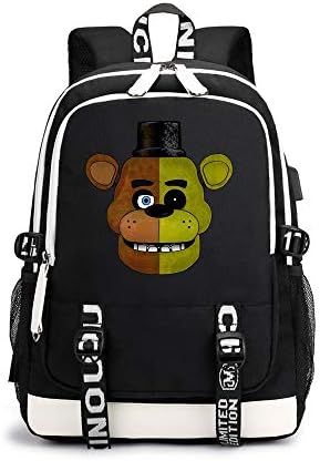 Five Nights at Freddy's Casual Backpack Backpack Camping Hiking Backpack Printed School Rucksack Trekking Rucksack Travel Bag Unisex (Color : Black04, Size : 31 X 16 X 45cm)