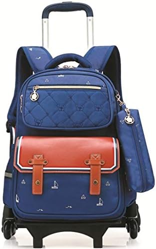 直送商品 男の子女の子防水ナイロンスクールバックパック子供旅行バッグハイキングショルダーバッグ付き取り外し可能な車輪付きトロリーハンド生徒用小学生