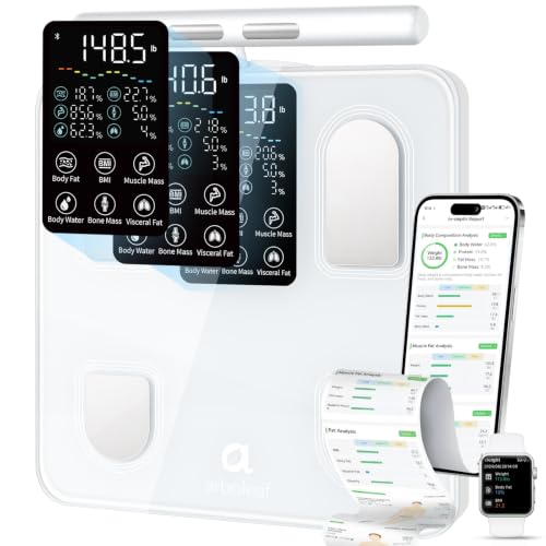 arboleaf Scale for Body Weight, Upgrade 50+ Metrics 8-Electrode Smart Scale with BMI, Body Fat, Muscle Mass, Full Body Composition Analyzer, High Precision Digital Bathroom Scale